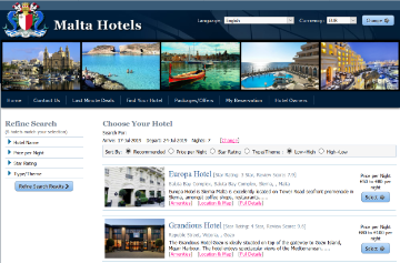 Hotel reservation portal for online booking