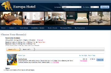 Online reservation system & booking engine